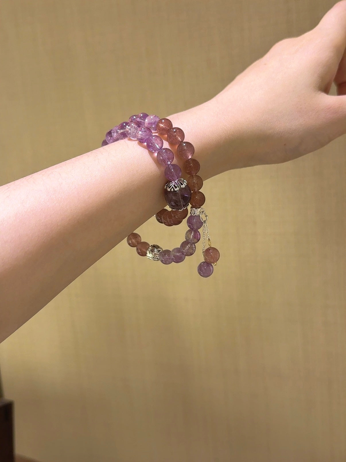 ▫️▪️ Strawberry crystal amethyst multi-circle bracelet